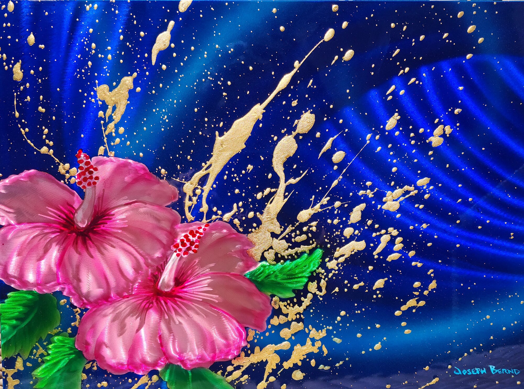 Flowers No. 3 — Ground and Burnished Aluminum, Candy Paints, Gold Leaf, Sealed with an Automotive Clear Coat