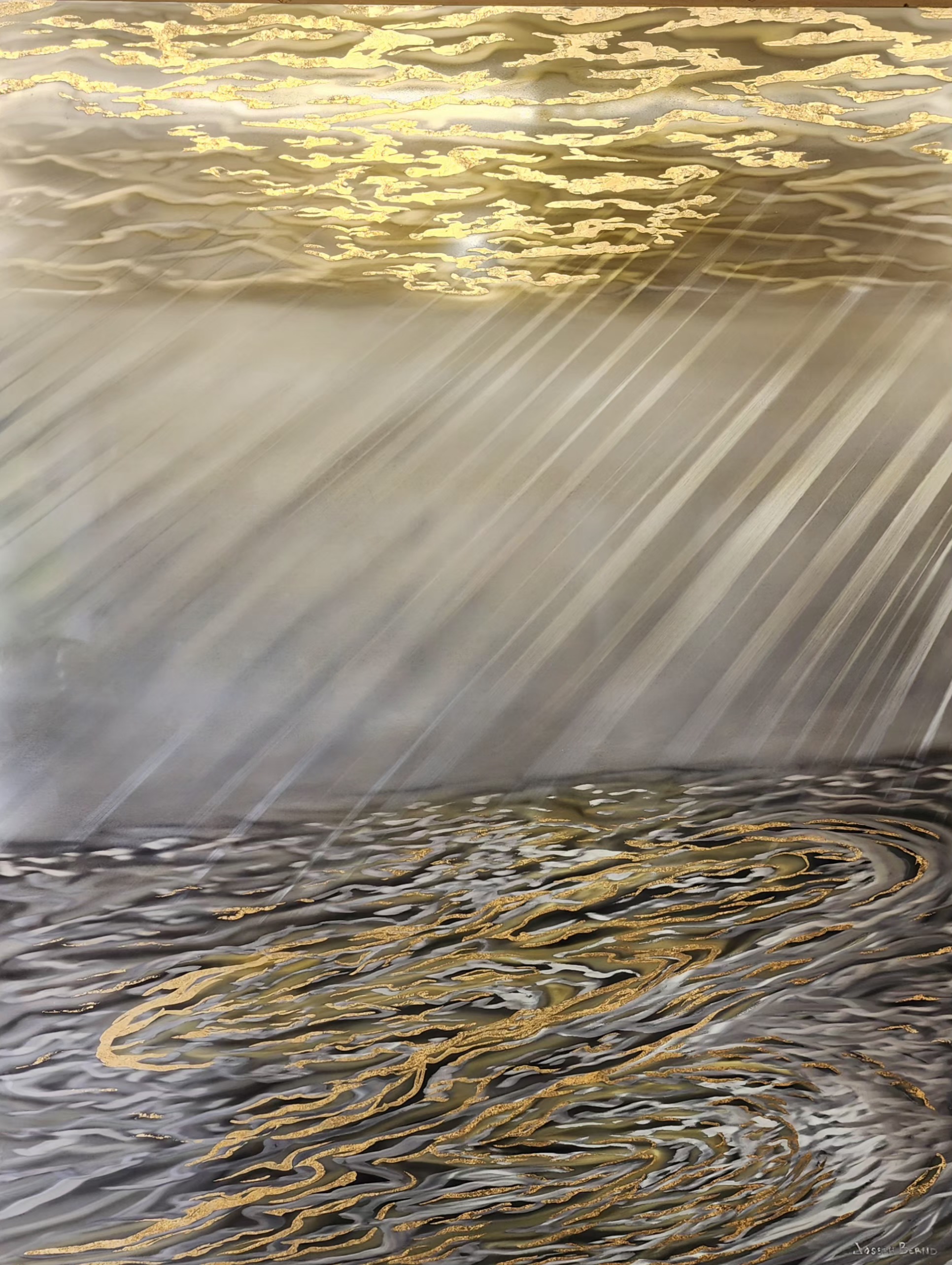 Gilded Current — Ground and Burnished Aluminum, Gold Leaf, Sealed with an Automotive Clear Coat