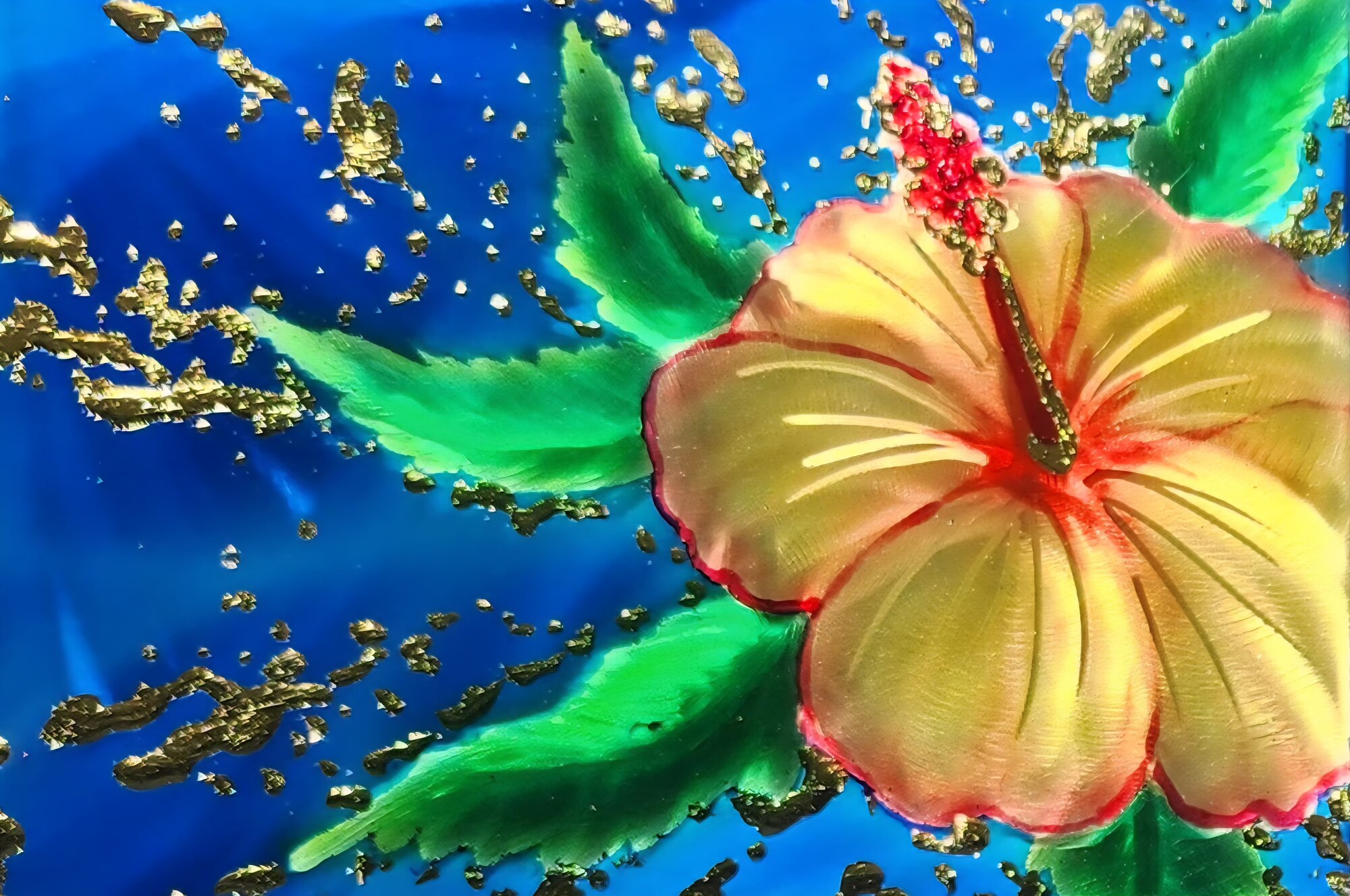 Flowers No. 4 — Ground and Burnished Aluminum, Candy Paints, Gold Leaf, Sealed with an Automotive Clear Coat