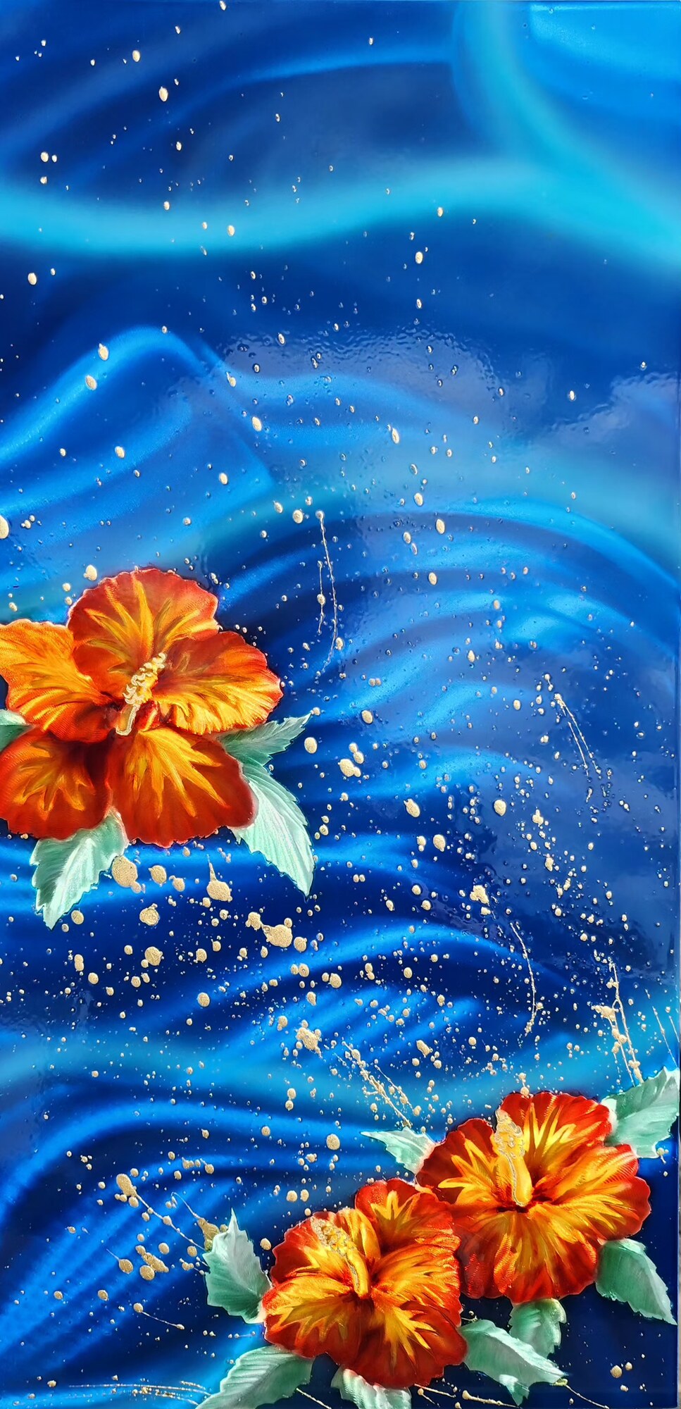 Flowers No. 7 — Ground and Burnished Aluminum, Candy Paints, Gold Leaf, Sealed with an Automotive Clear Coat