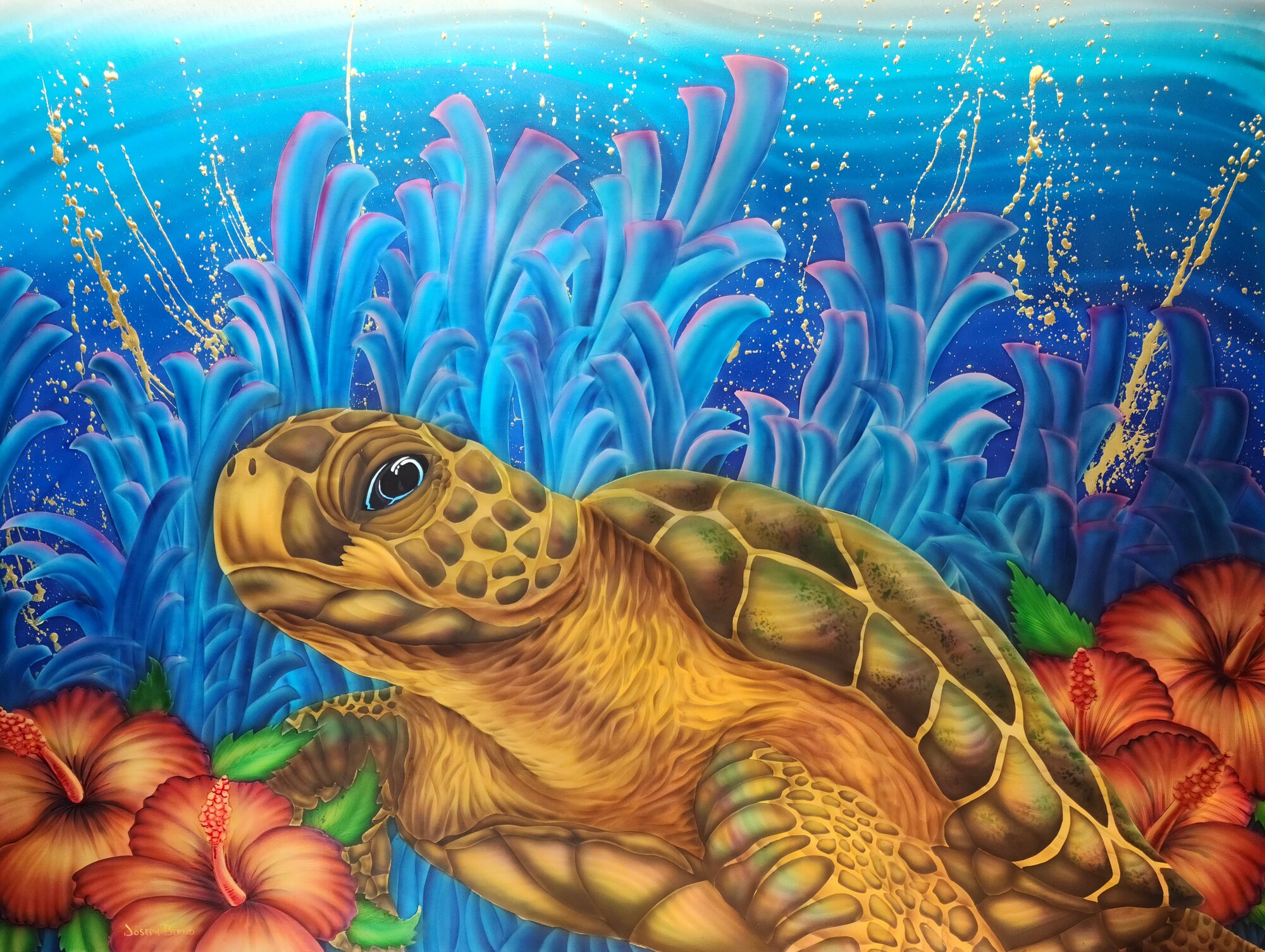 Honu Nest — Ground and Burnished Aluminum, Candy Paints, Gold Leaf, Sealed with an Automotive Clear Coat
