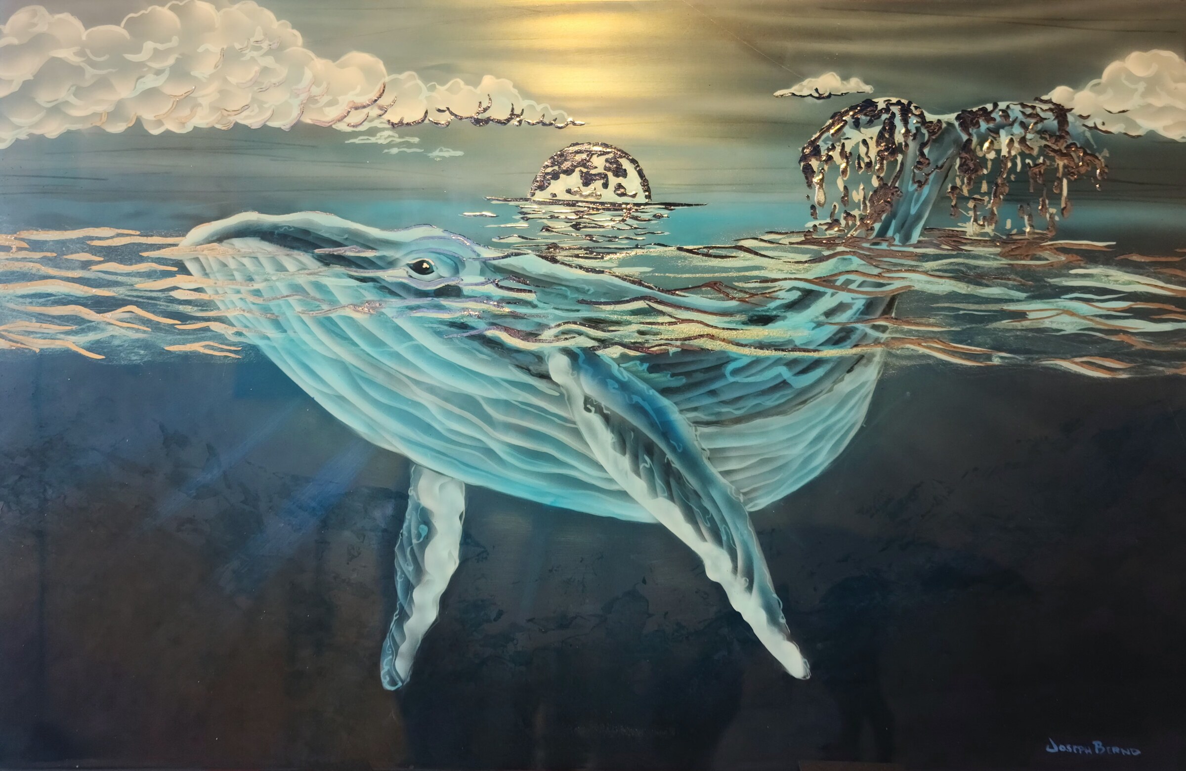 Take me to the Moon — Ground and Burnished Aluminum, Candy Paints, Gold Leaf, Sealed with an Automotive Clear Coat
