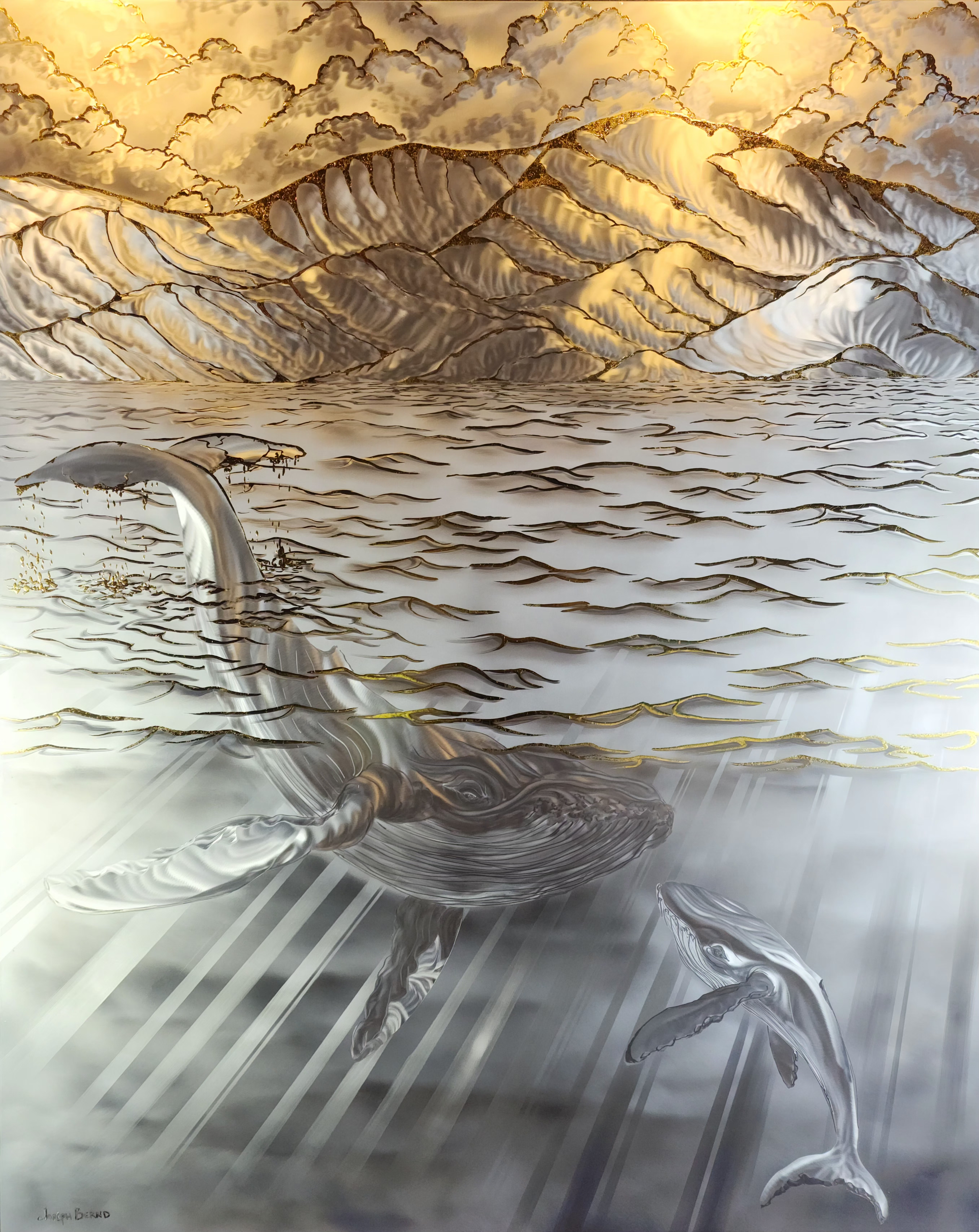 As Above so Below — Ground and Burnished Aluminum, Gold Leaf, Sealed with an Automotive Clear Coat