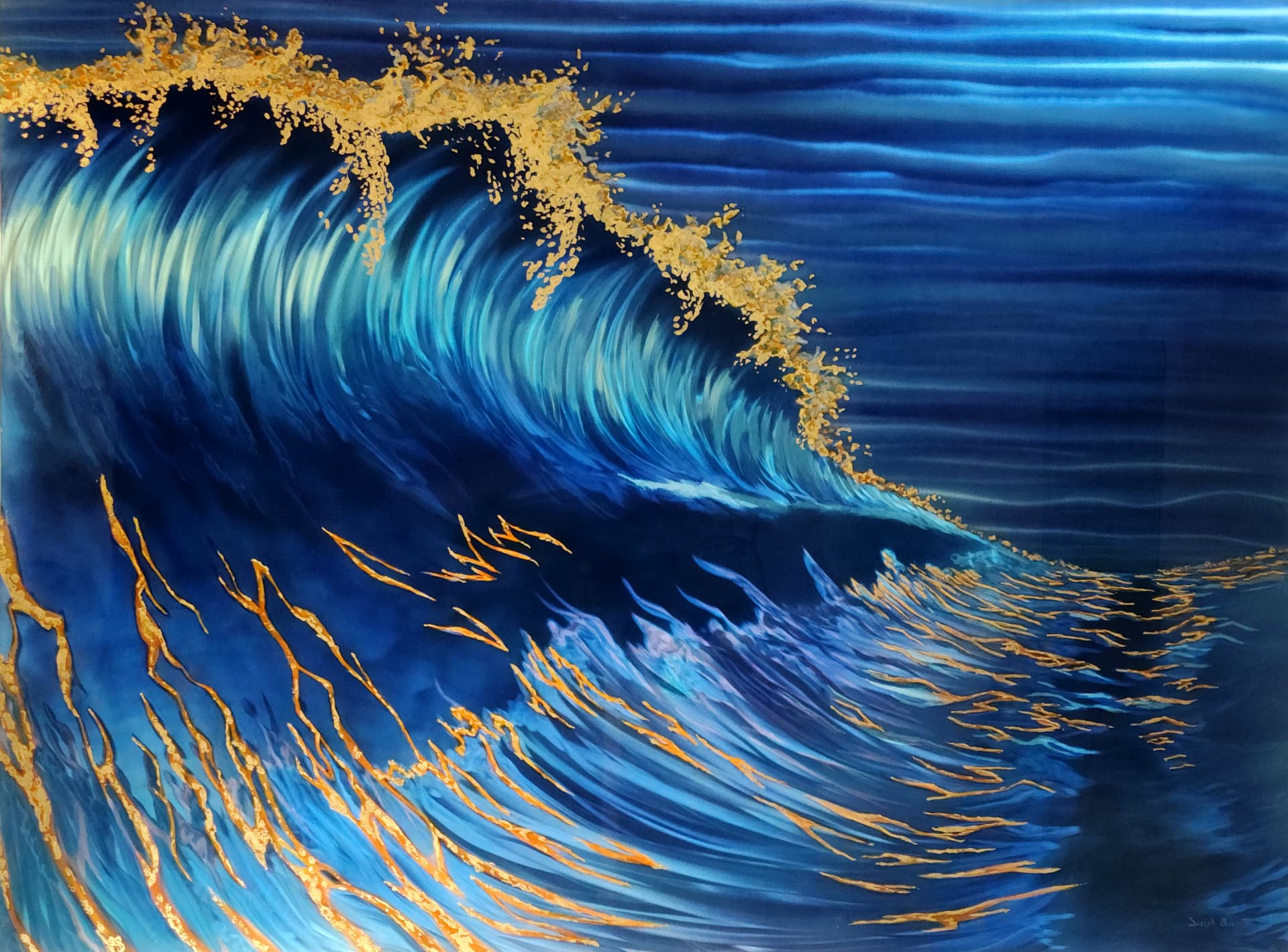 Waves No. 1 — Ground and Burnished Aluminum, Candy Paints, Gold Leaf, Sealed with an Automotive Clear Coat